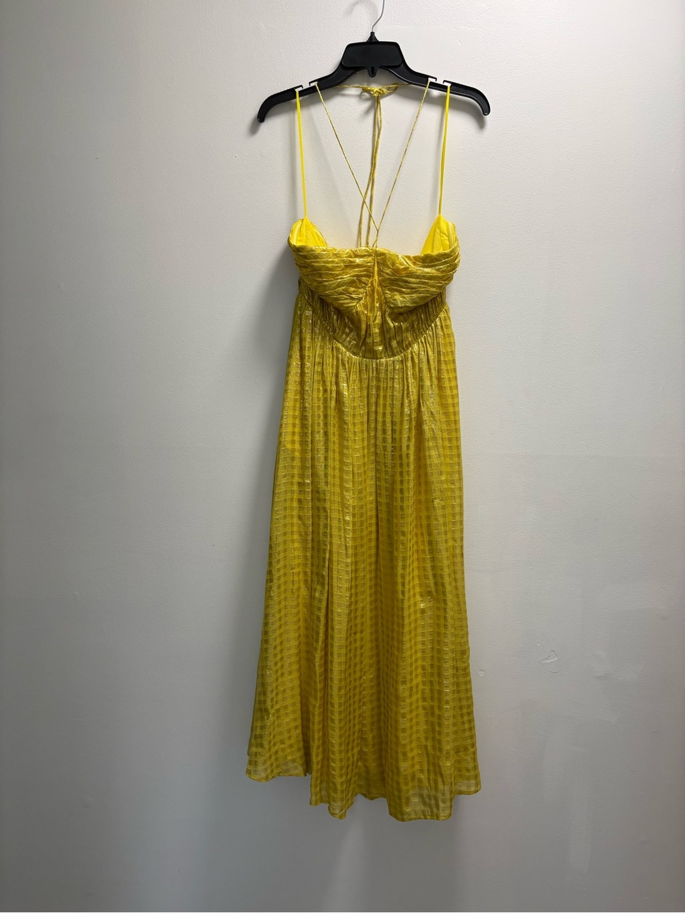 J. Crew Yellow Metallic Midi Dress